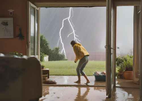 What precautions should be taken during a thunderstorm in the presence of lightning?