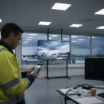 Opérateur chargé de la surveillance des alertes météo en poste de contrôle