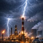 Site industriel exposé à la foudre : analyse de risque foudre ARF selon IEC 62305-2 avec LPS Manager pour définir le niveau de protection LPL