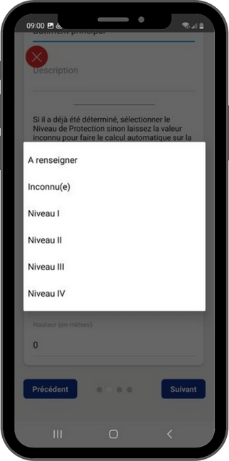 Interface LPS Manager pour renseigner le niveau de protection foudre déjà calculé